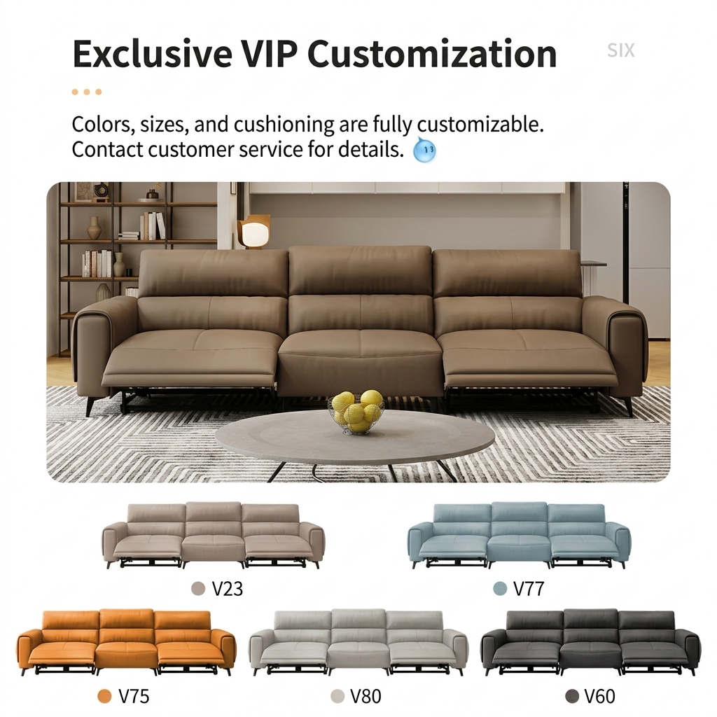 Genuine Leather Three-Seater Power Reclining Sofa product detail view 5