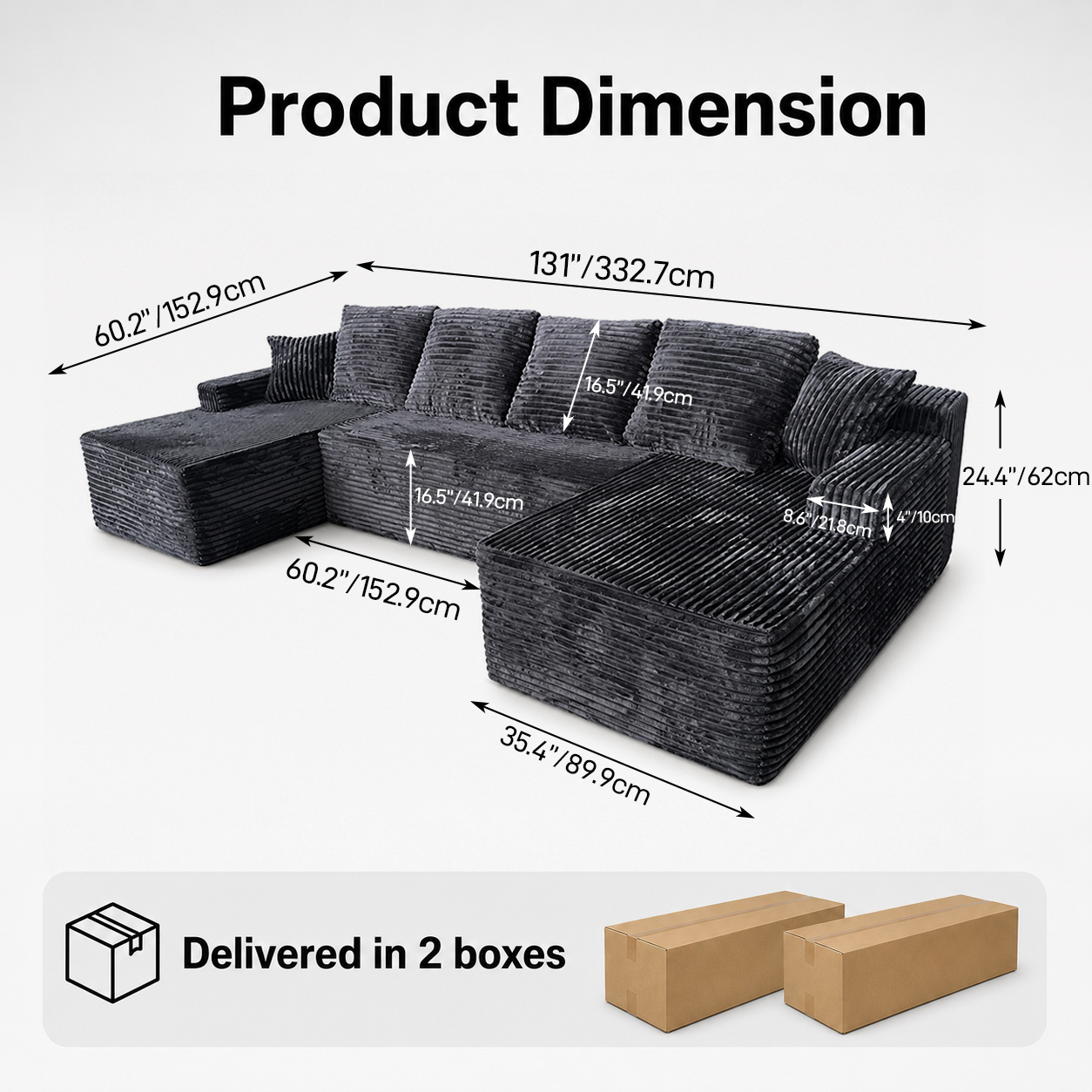 131-Inch Compressed Sofa in a Box product detail view 5