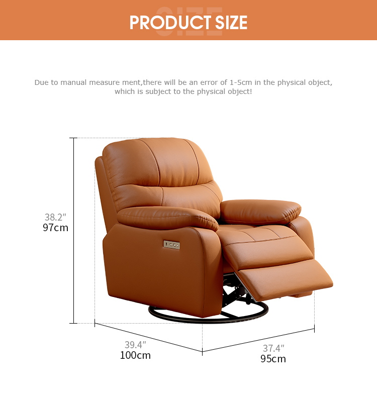 Orange PU Leather Manual Recliner Chair product detail view 5