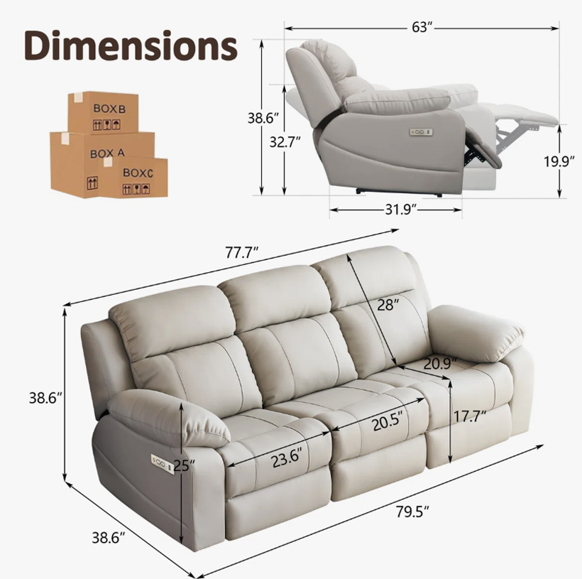 Power Reclining Sofa with Console product detail view 5