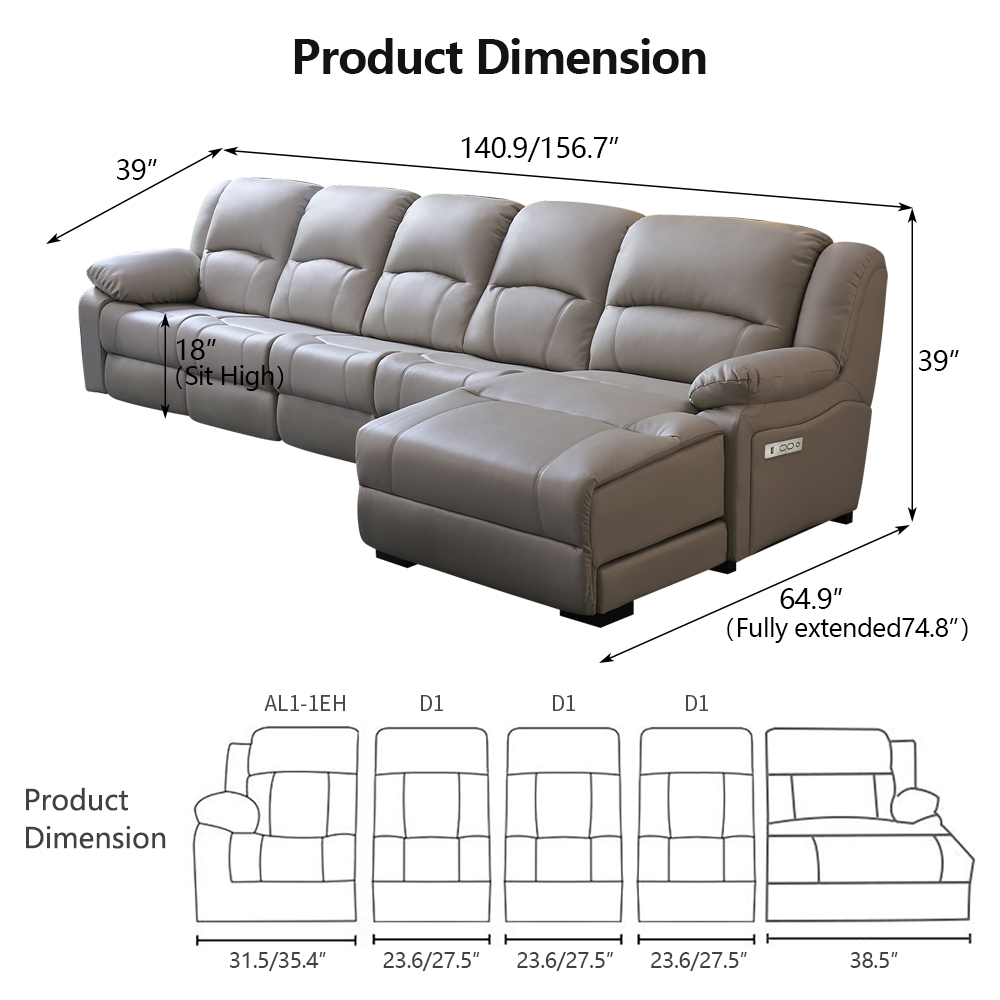 Synthetic Leather Power Reclining Sofa with Console product detail view 5
