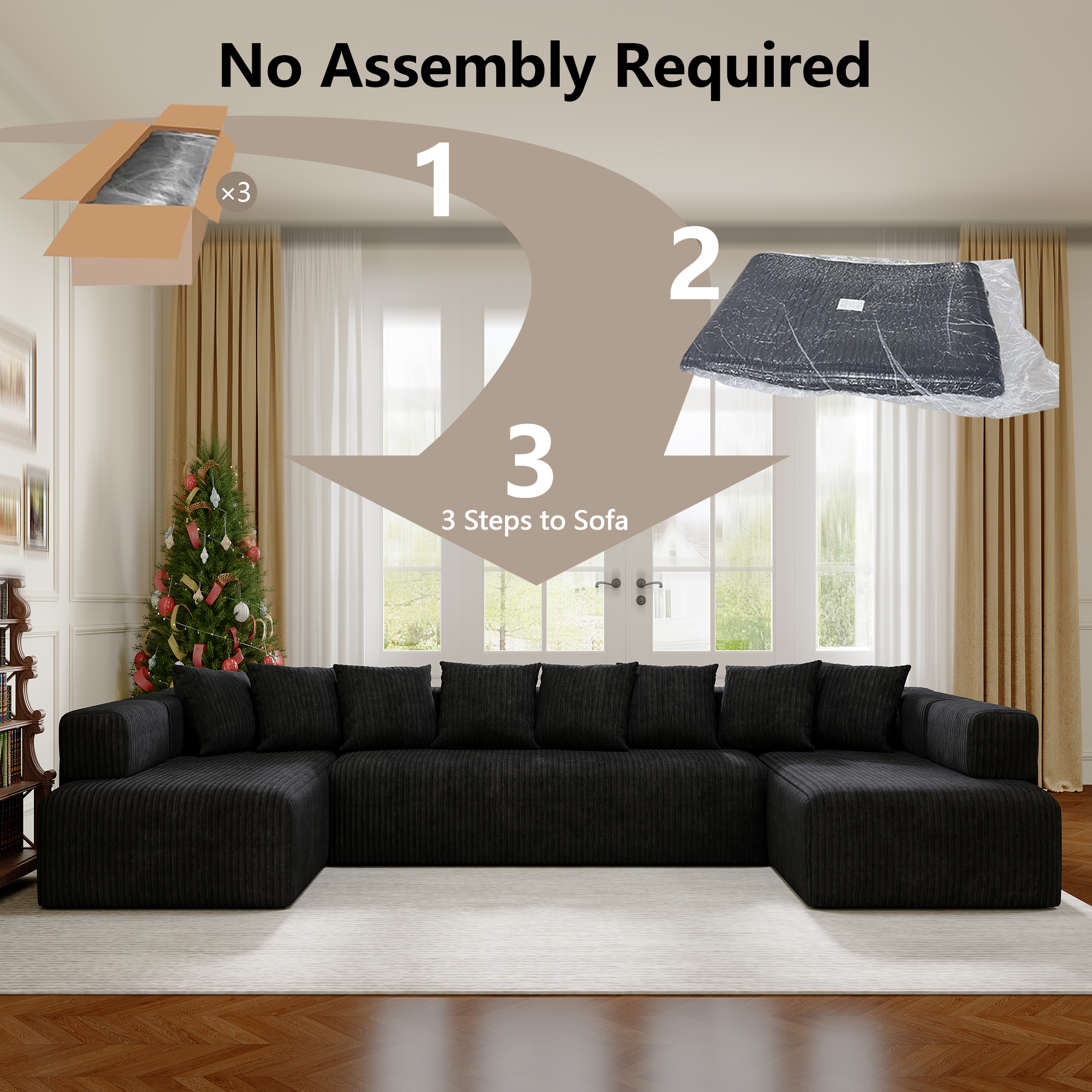 146-Inch U-Shaped Sectional Sofa product detail view 5