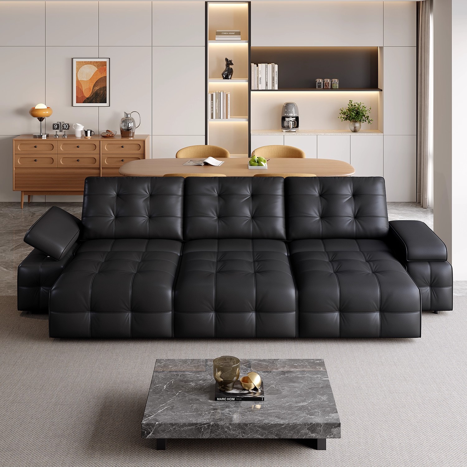 Genuine Leather Power Retractable Sofa Bed product detail view 5