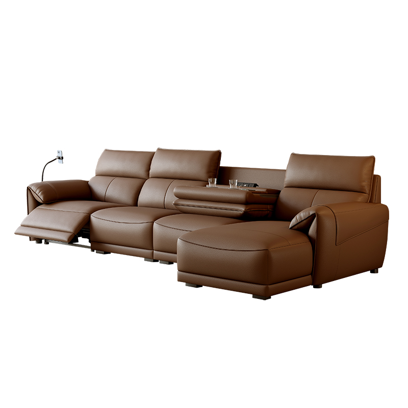 PU Leather Three-Seater Sofa with Console product detail view 5