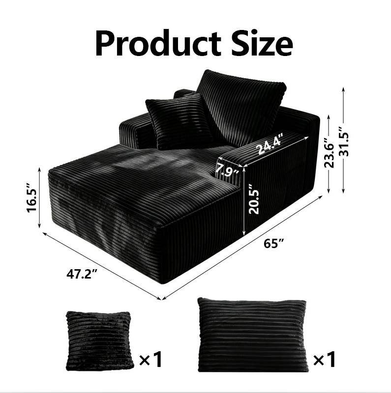 47-Inch Corduroy Lounge Sofa Bed product detail view 5
