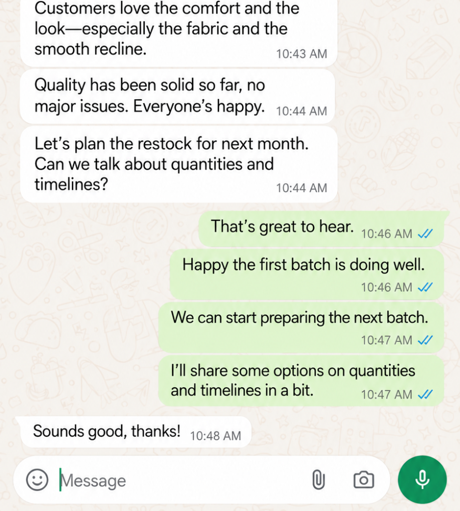 Customer review screenshot from a MOPAI furniture buyer