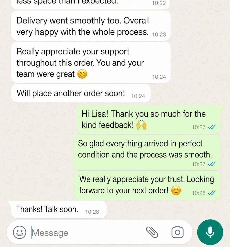 Customer review screenshot from a MOPAI furniture buyer