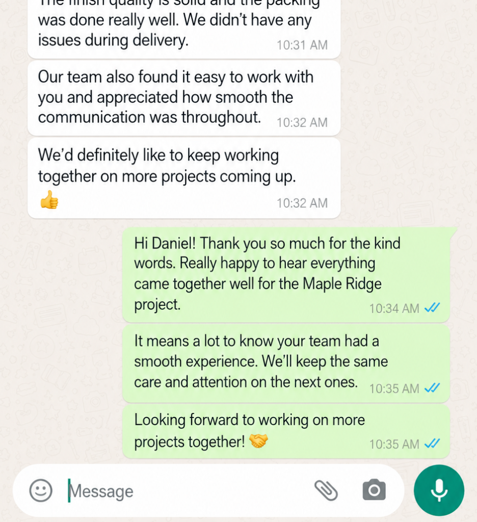 Customer review screenshot from a MOPAI furniture buyer