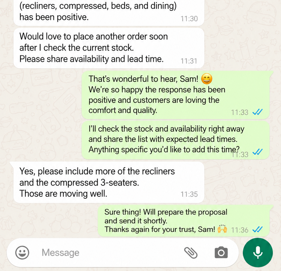 Customer review screenshot from a MOPAI furniture buyer