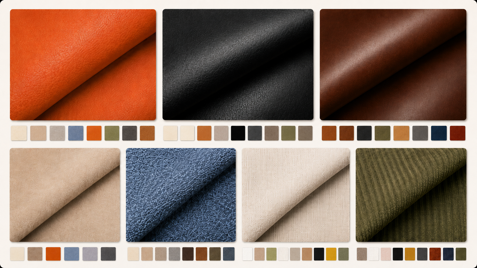 Sofa upholstery fabric and leather options